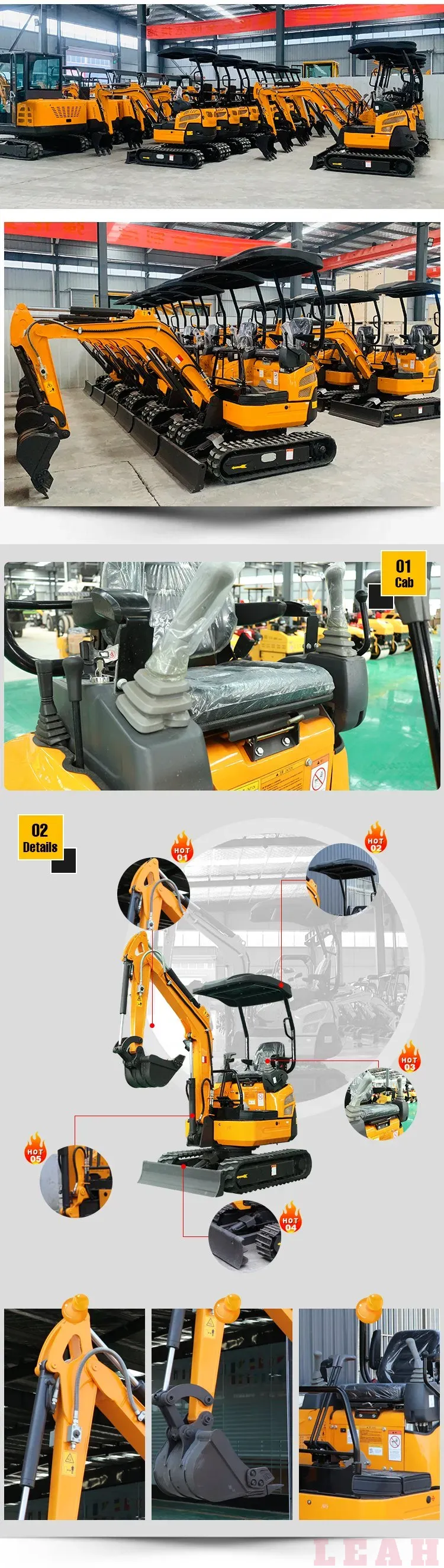 LFT-10 1.0 Ton Multifunction Hydraulic Diesel Mini Crawler Excavators