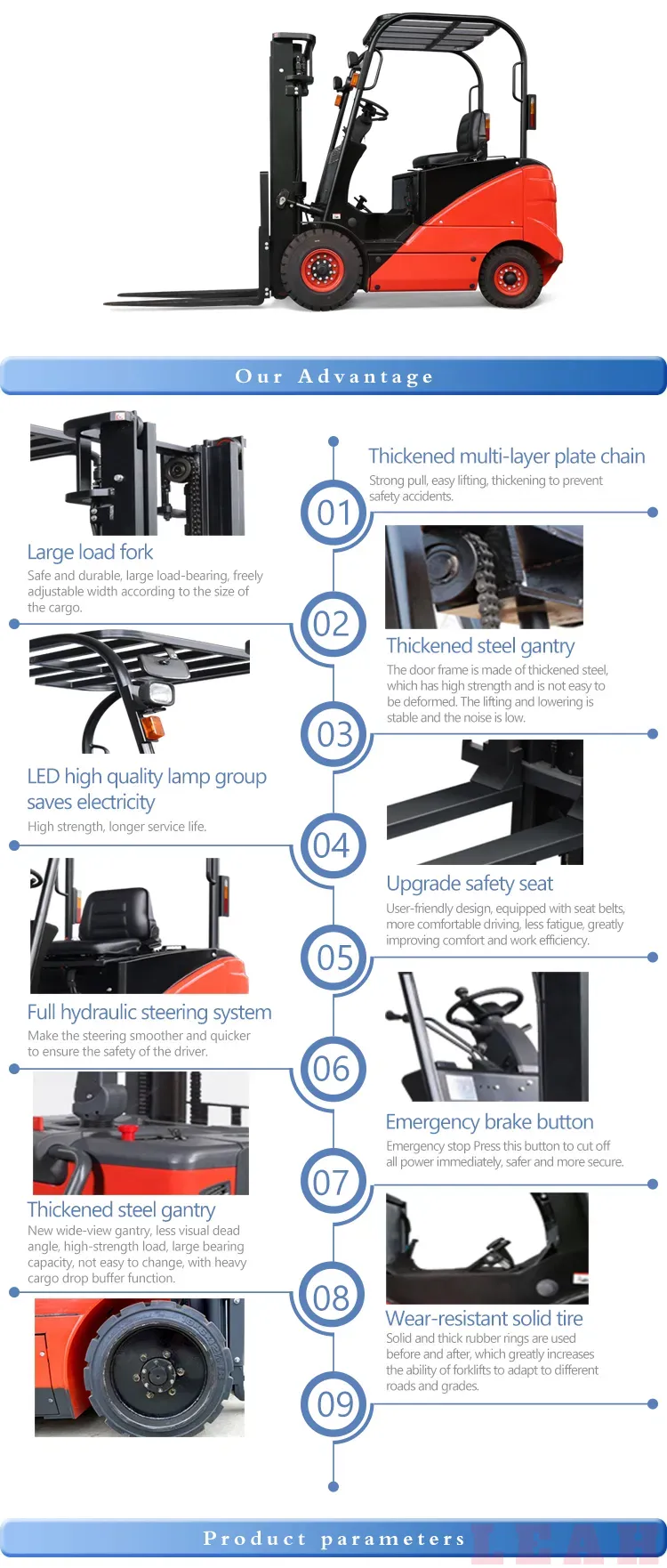 Linde Electric Forklift Full Electric Pallet with Four Big Tyres Forklift